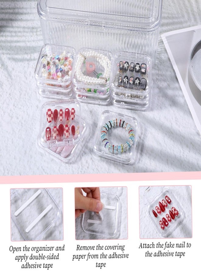 COMNICO Press On Nail Packaging Box 14 PCS Clear Press On Nail Storage Boxes and 1 Big Storage Box with 54 Pcs Adhesive Double Sided Tape, Acrylic Nails Display Case Independent Packaging Dustproof - Image 5